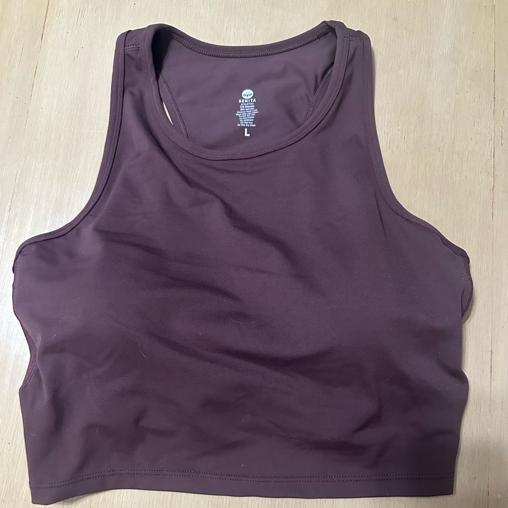 Senita Athletics Brown Crop Top
